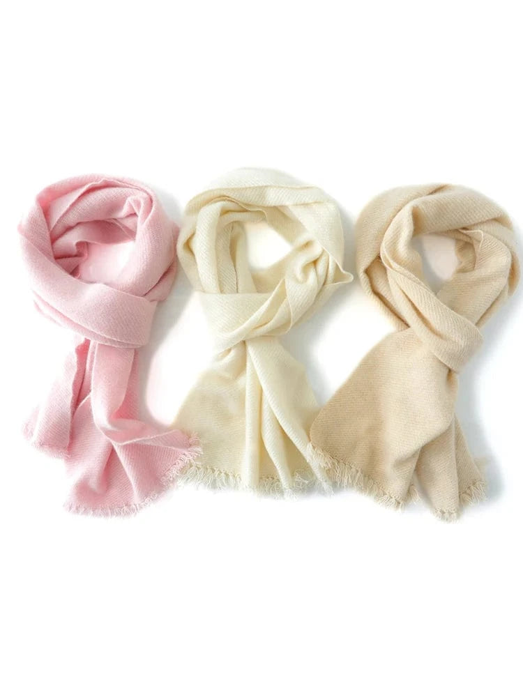 New Chic Women 100% Cashmere Scarf Autumn Winter Cashmere Knitted Tassel Long Shawls Row Style Basic Soft Warm Scarf Luxury Tops