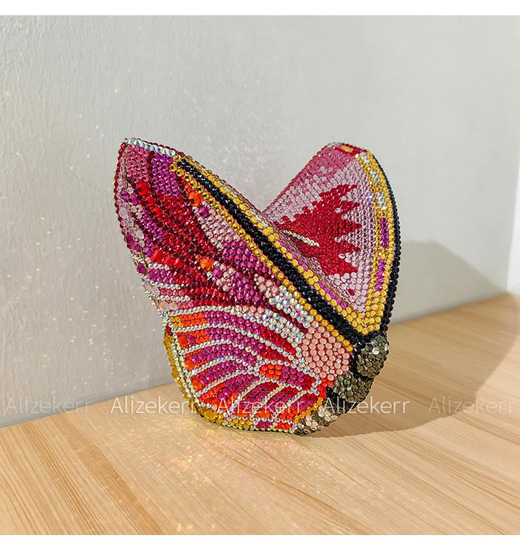 Alizekerr Butterfly Diamond Evening Bags Women 2025 Luxury Designer Gorgeous Rhinestone Clutch Purses And Handbags Wedding Party