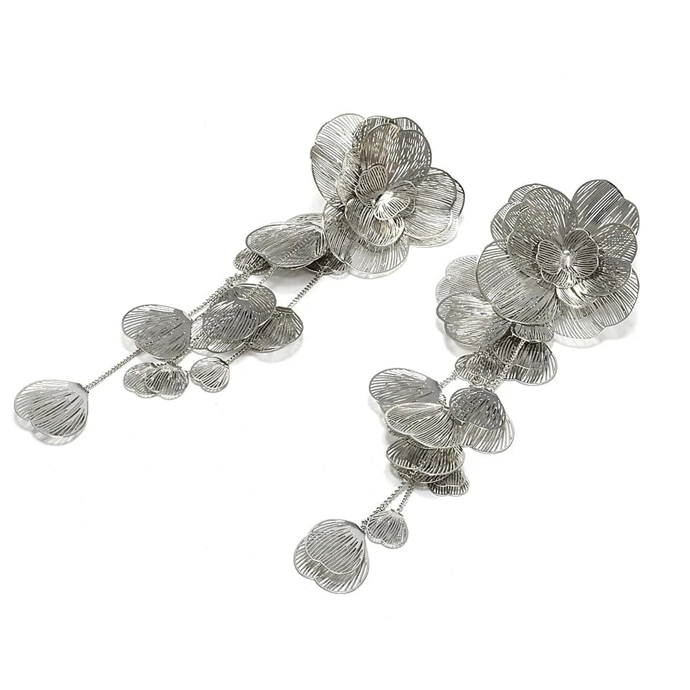 Elegant Flower Earrings Metal Hollow Petal Piercing Earrings Wholesale Popular Women's Accessories Trendy Drop Earrings Jewelry