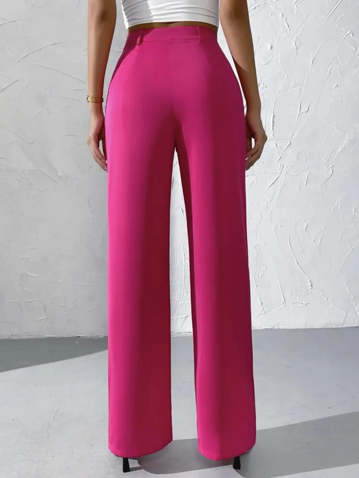 Elegant Pure Color Draped Wide Leg Suit Pants for Women High Waist Long Trousers Fashionable Business Casual Loose Fit