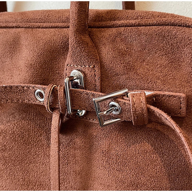 Retro Suede Square Handbag Fashion Versatile High-quality Texture Underarm Bag Exquisite Hardware Design Work Commute Tote Bag