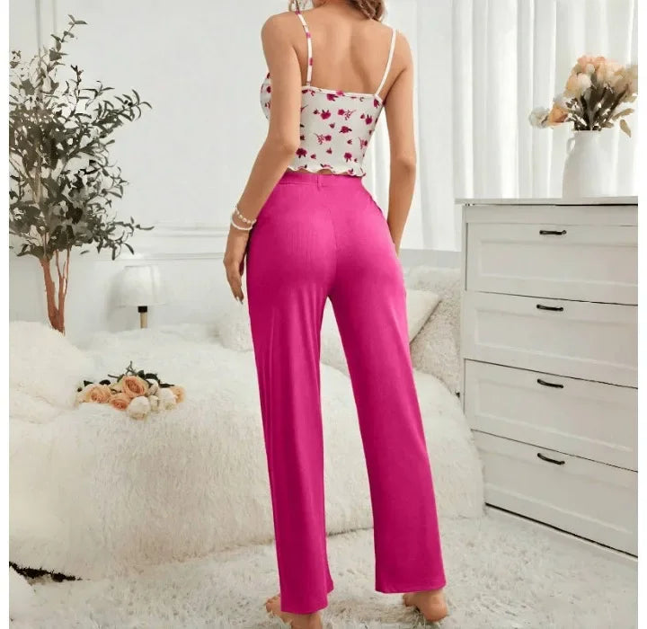 Two Piece Sets Womens Outfits Summer 2024 New Pajama Tank Top Home Clothes Strap Pants Casual and Comfortable Vests Suit Female