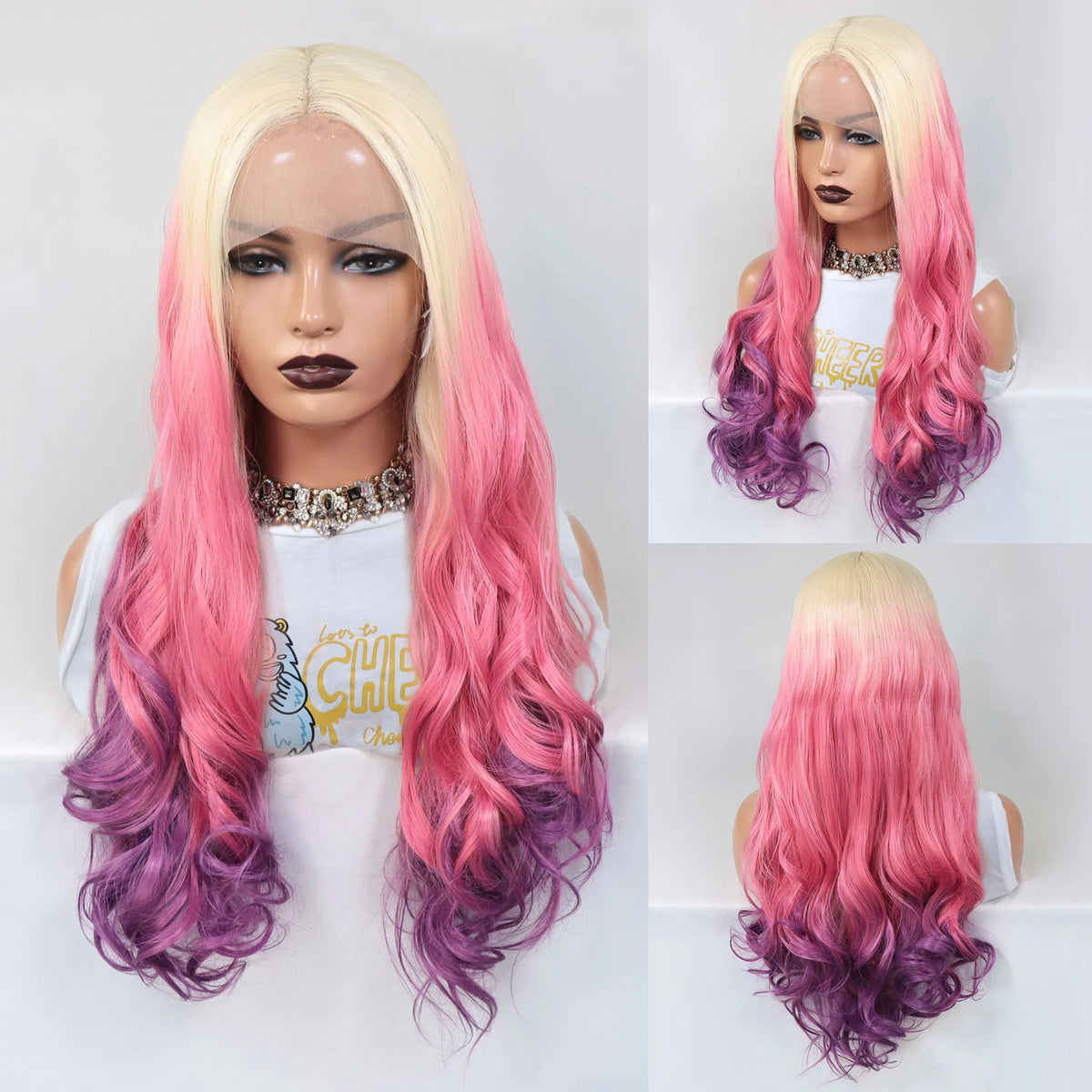 613 Blonde Ombre Orange Red Synthetic Lace Front Wigs For Women Cosplay Long Curly Heat Resistant Hair Wig Glueless Frontal Wigs