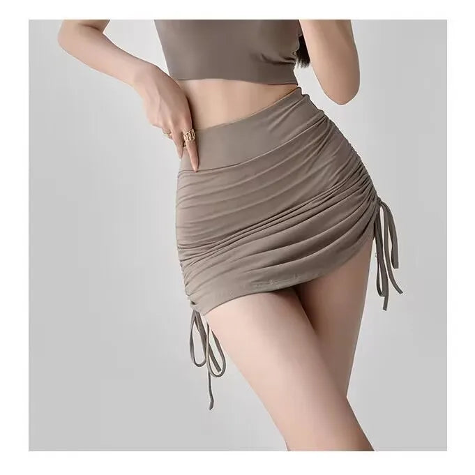 Sexy Bandage Summer Skirts Women Black High Waist Elastic Mini Skirt With shorts Hot Club A Line Slim Bodycon Skirts for Women