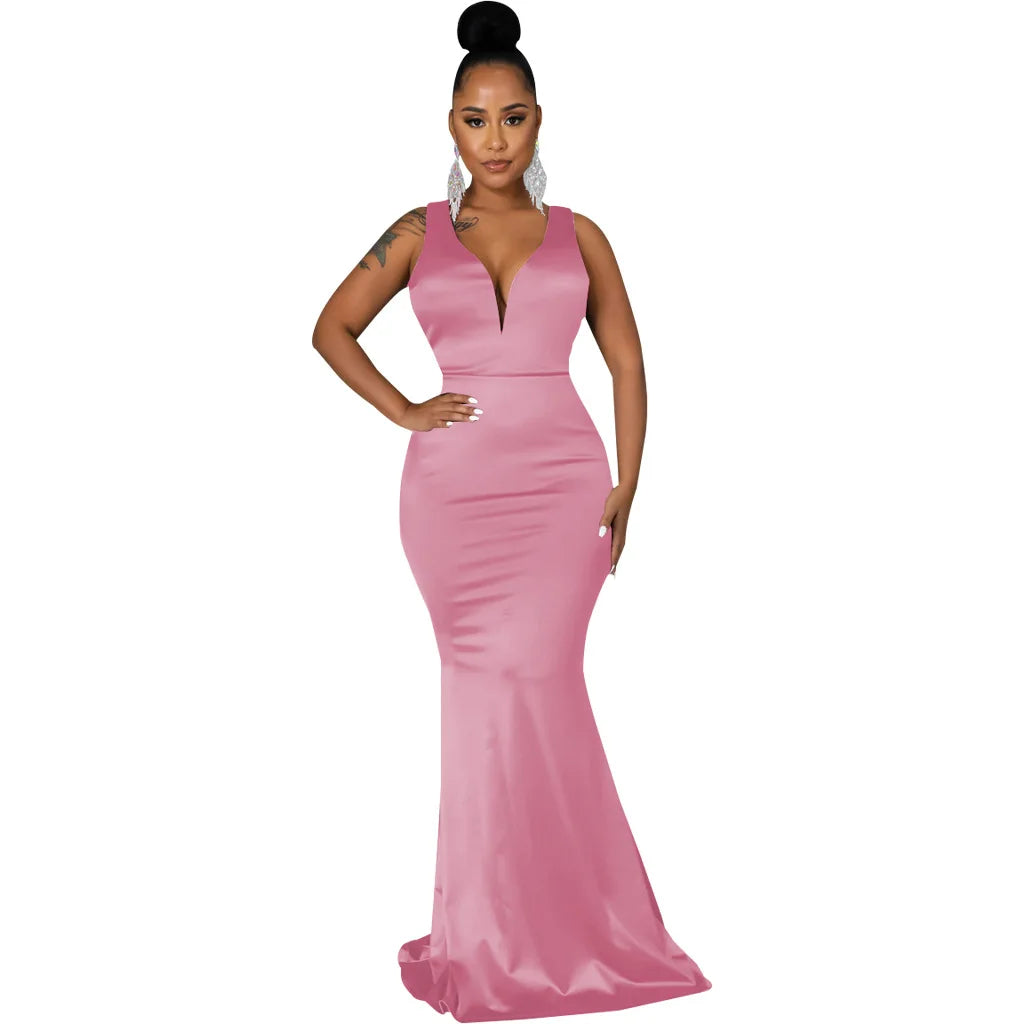 Sexy Fashion Deep V-Neck Dress Women's Dress JX5604