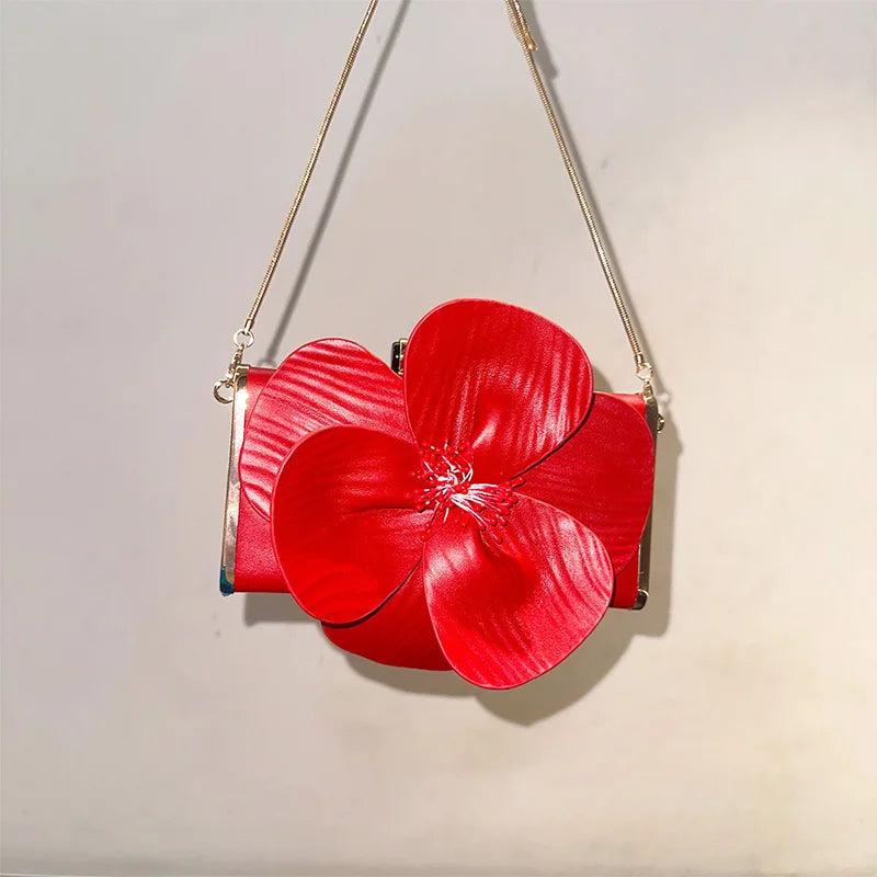 Creative Flower Small Square Bag Fashion Texture Versatile Elegant Crossbody Chain Bag High-grade Leather Irregular Clutch Bag