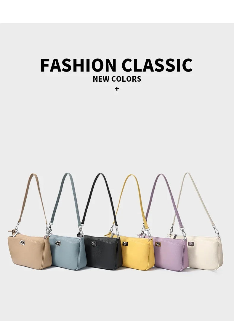 Women Cow Real Leather Shoulder Bags Ladies Natural Cowhide Fashion Retro Handbags Female Designer Luxury Crossbody Bag for Lady