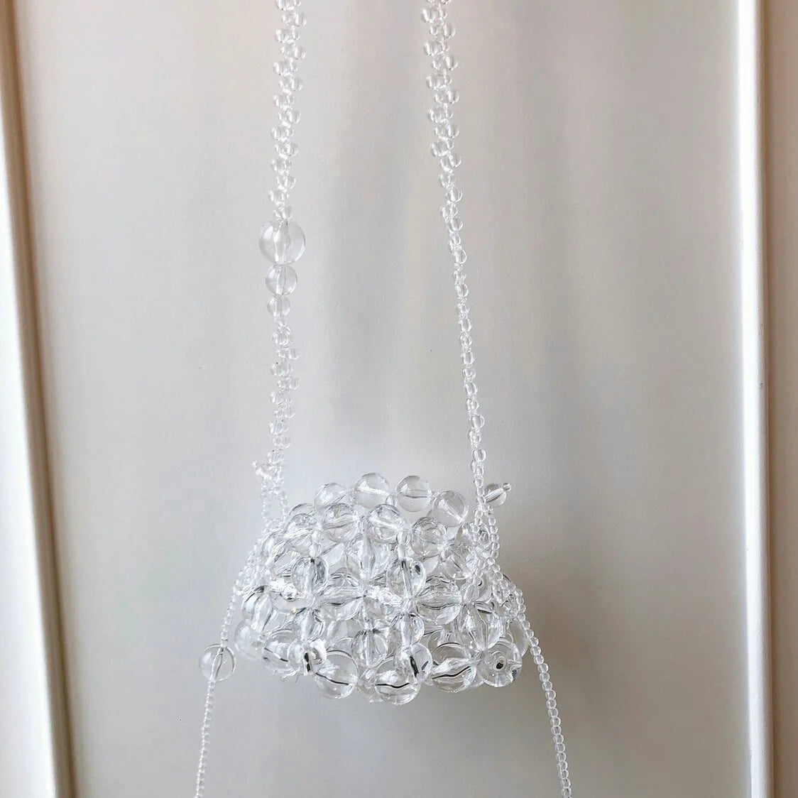 XIYUAN Lady Party Pearls White Crossbody Bag For Women 2023 New Summer Woven Beaded Shoulder Bag Female Top Quality Clutch Purse