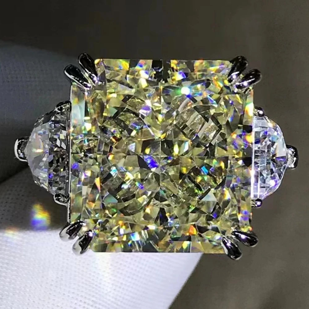 WUIHA Real 925 Sterling Silver Radiant Cut 20CT VVS1 G Color Synthetic Diamond Gem Ring for Women Anniversary Gift Drop Shipping