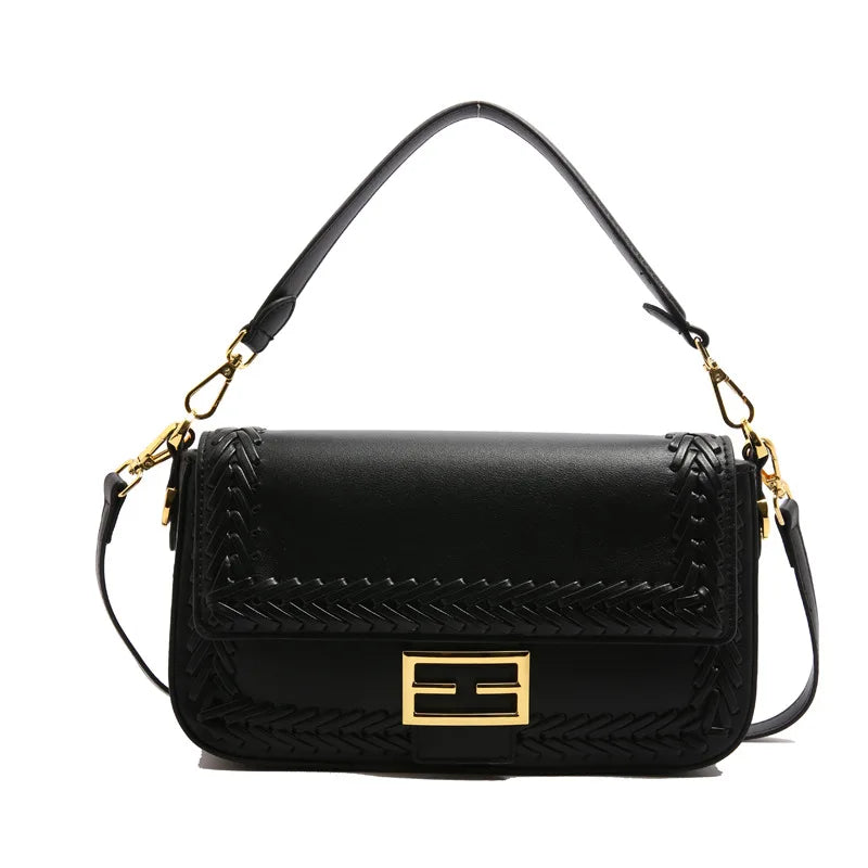 2025 Designer Shoulder Bag Collection - Bamboo Woven Crossbody Saddle Bag, Elegant Top Handle Hobo Purse with Chain Strap