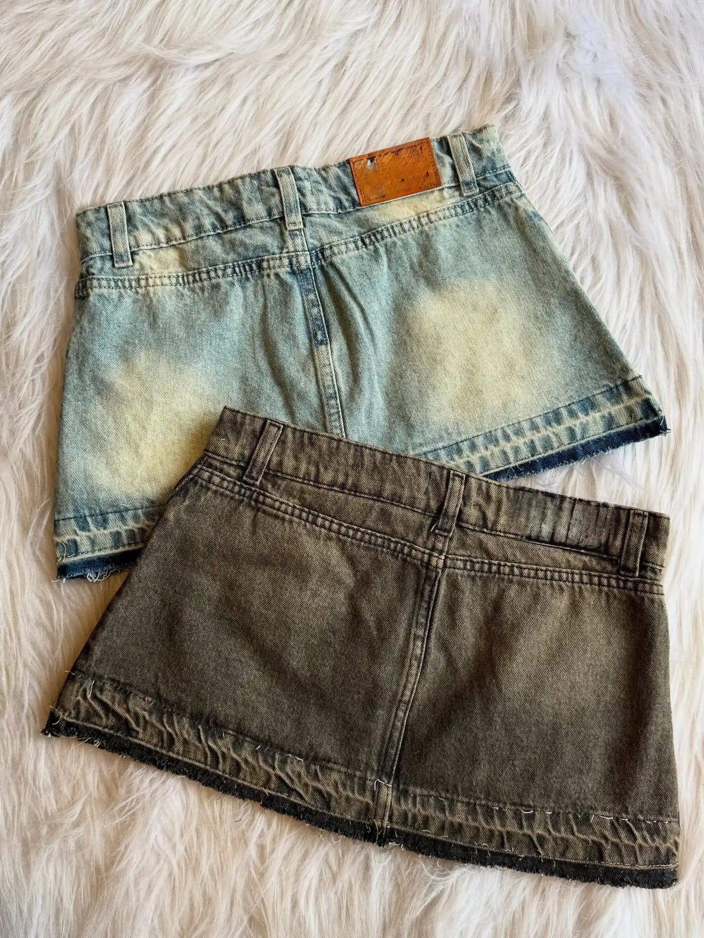 Sexy Gothic Womens Sling and Mini Skirt 2 Piece Set Y2k Retro Wash Denim Short Skirts A-line Skirt Women Off Shoulder Vest Suit