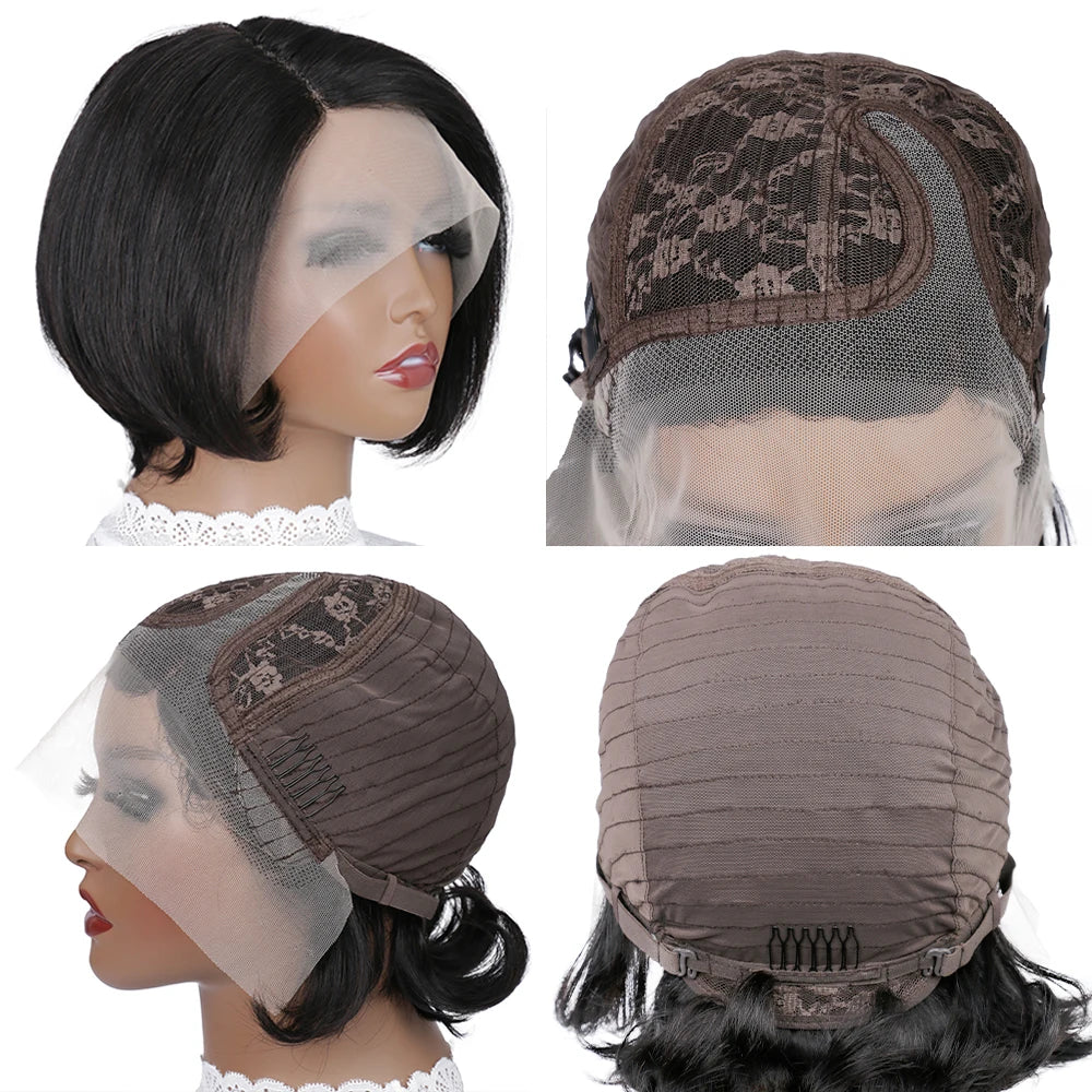 Side Part Wig Human Hair 13x1 Lace Frontal Wigs Pixie Transparent Short Bob Human Hair Wigs For Women Lace Front Human Hair Wig