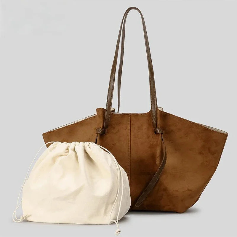 Luxury Frosted Ladies Tote Bag European American Style Wing-shaped Handbag High-end Suede Large-capacity Shoulder Bag Wing Bag