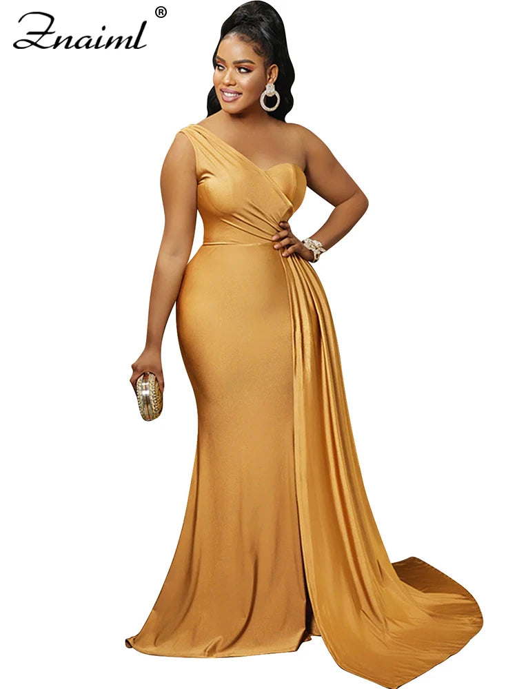 Znaiml Elegant Ribbon One Shoulder Wedding Guest Dinner Dress Women Sexy Party Nightclub Formal Occasion Evening Birthday Robe