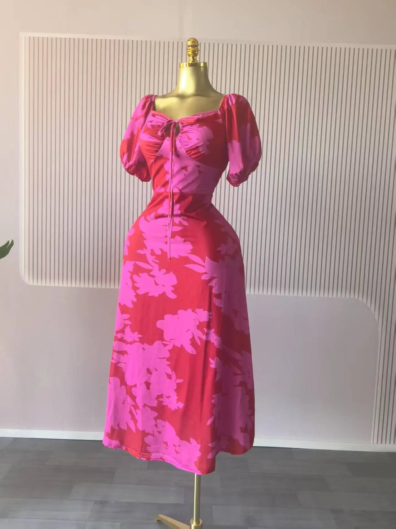 CM.YAYA Women Floral Printed Lantern Half Sleeve Tie Up Long Maxi Dress 2025 Birthday Evening Sexy club Party Dresses Vestidos