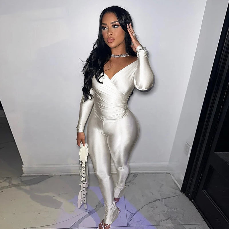 2025 Spring/Summer Women's Sexy Off Shoulder Big V-neck European and American Style High Waist Tight Pants Casual Sports Set