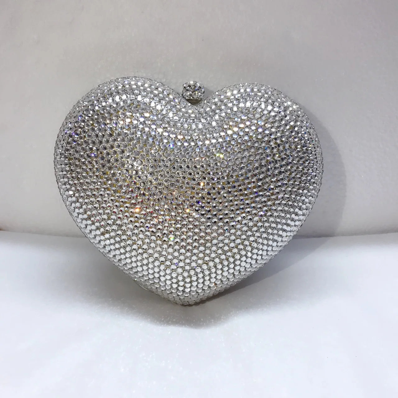 Red Peach Heart-shaped Diamond-encrusted Dinner Bag Full Of Diamonds Love Clutch Bag Hard Box Crystal Women's Banquet Dress Bags