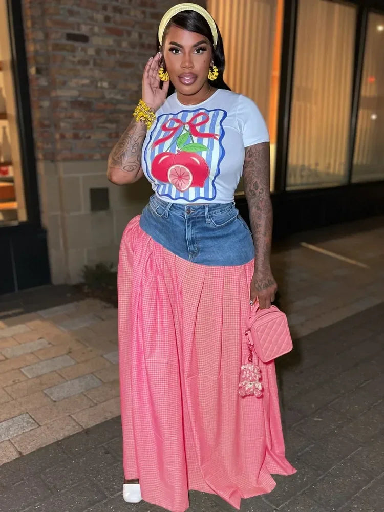 2 Piece Women Set Dashiki African Clothes Summer Autumn New Fashion Short Sleeve Top And Skirt Suit Party Lady Matching Sets