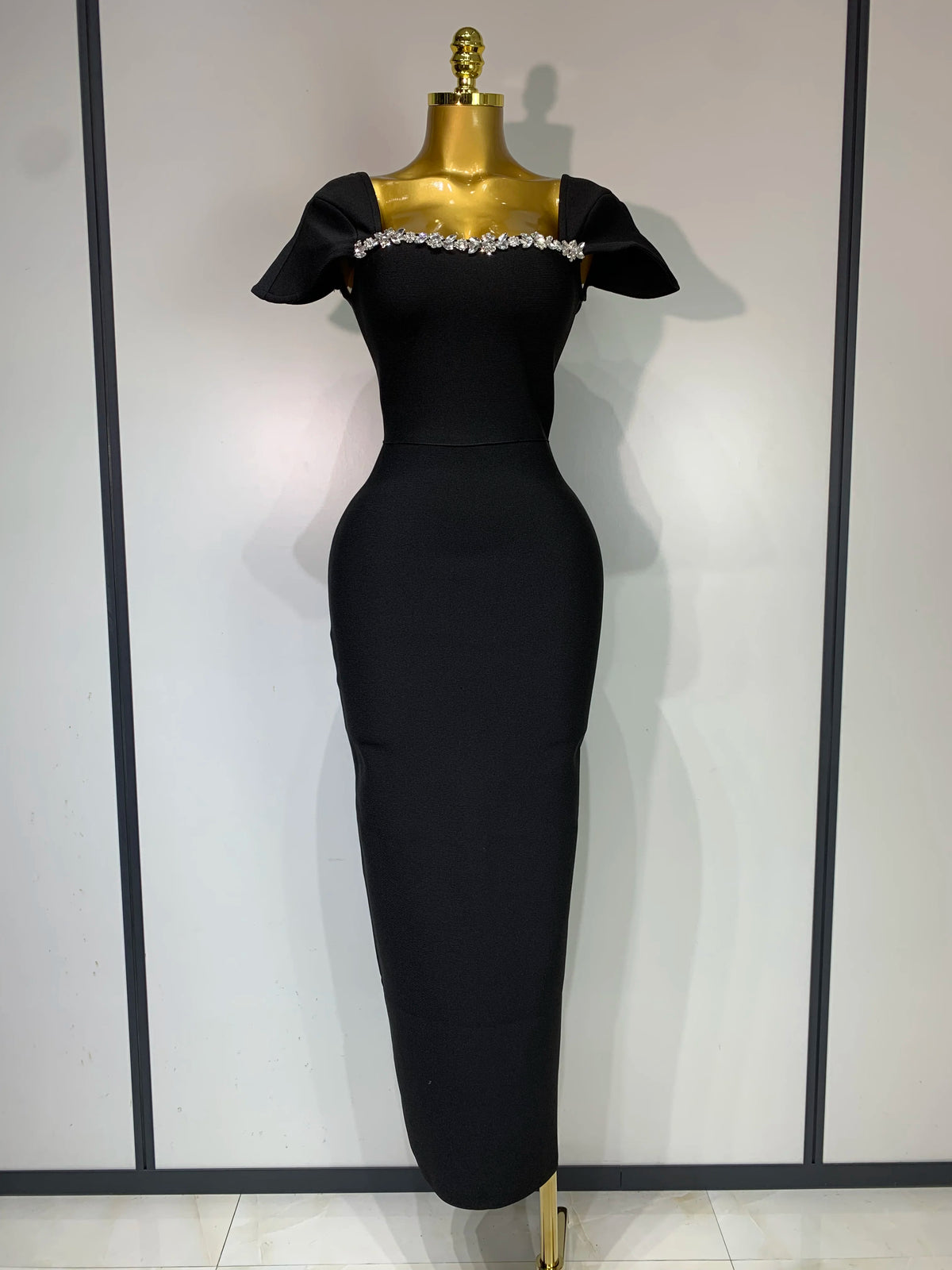 Beaded Bandage Detailing Evening Dress