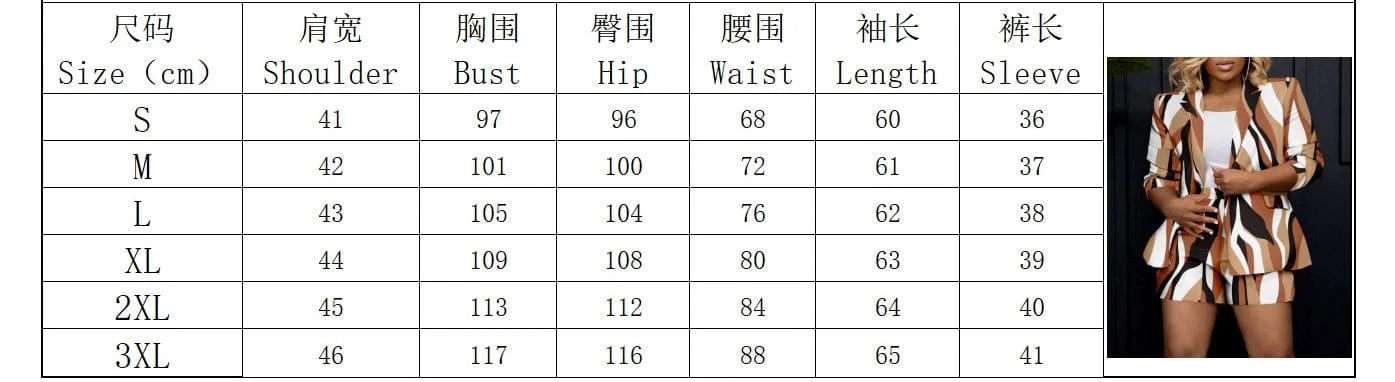 Casual Printed 2 Piece Sets Women Spring Autumn Long Sleeve Blazer Coat Bodycon Shorts Suit Two Piece Outfit