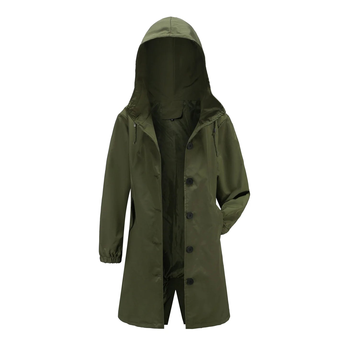 Spring Autumn Women's Trench Coat Water-Repellent Hooded Windbreaker Outdoor Loose Casual Zipper Long Jacket
