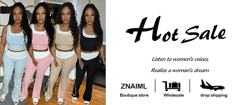 Znaiml Casual Sleeveless Tank Tops and Flare Pants Tracksuit Jogger 2025 New Fashion Sport 2 Pieces Set Woman Summer Outfits