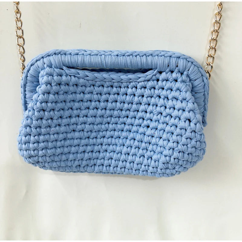 Fashion High-end Clutch Bag Hand-crocheted Clip Bag Simple Versatile Chain Cloud Bag New Leisure Travel Women's Underarm Bag