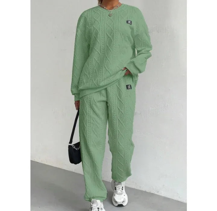 Casual Two Piece Sets Womens Outifits Streetwear Autumn and Winter 2024 New Long Sleeved Round Neck Hoodie and Y2k Pants Suit