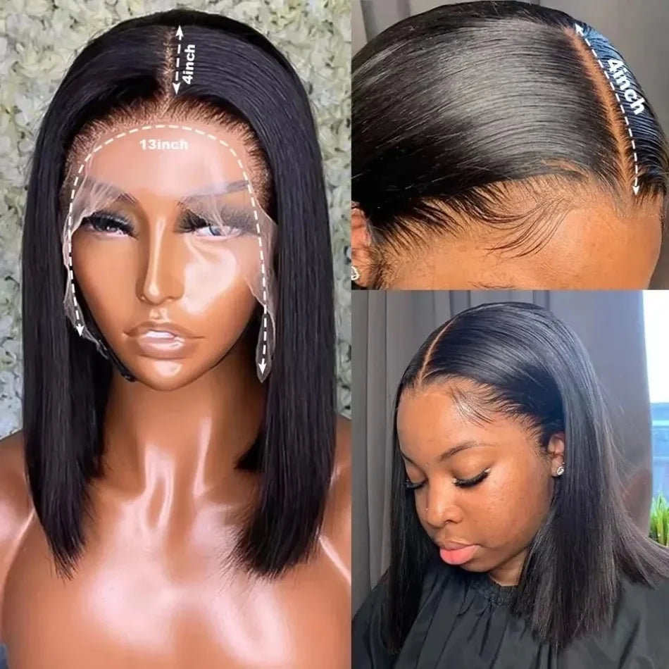 200% Density 12 14 16 Inch Straight Bob Vietnamese Black Human Hair Wig 13x4 4x4 Closure Lace Frontal Short Bob Human Hair Wigs