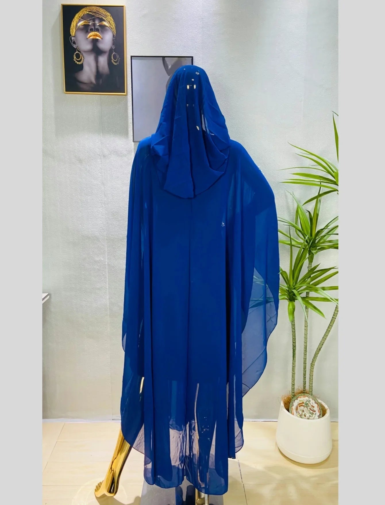 New Style Embroidered Beaded Diamond Stitching Muslim Dress African Large Size Women's Clothing Hooded Long Gown