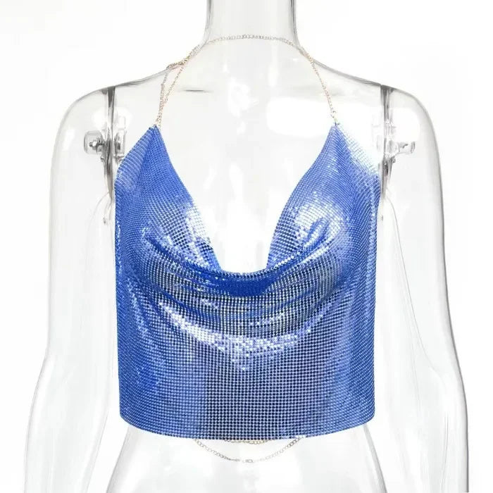 Tank Top Women Metal Sequin Camisole Party Nightclub Music Festival Sleeveless Sexy Vest for Female Streetwear 2025 Summer New