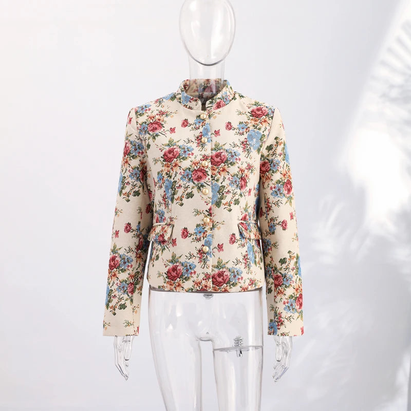 Elegant Striped Embroidered Open Stitch Jacket for Women