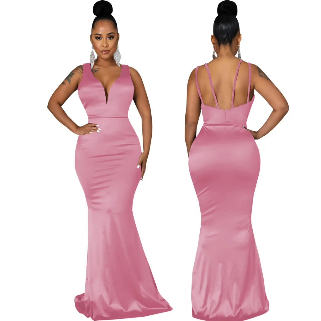 Sexy Fashion Deep V-Neck Dress Women's Dress JX5604