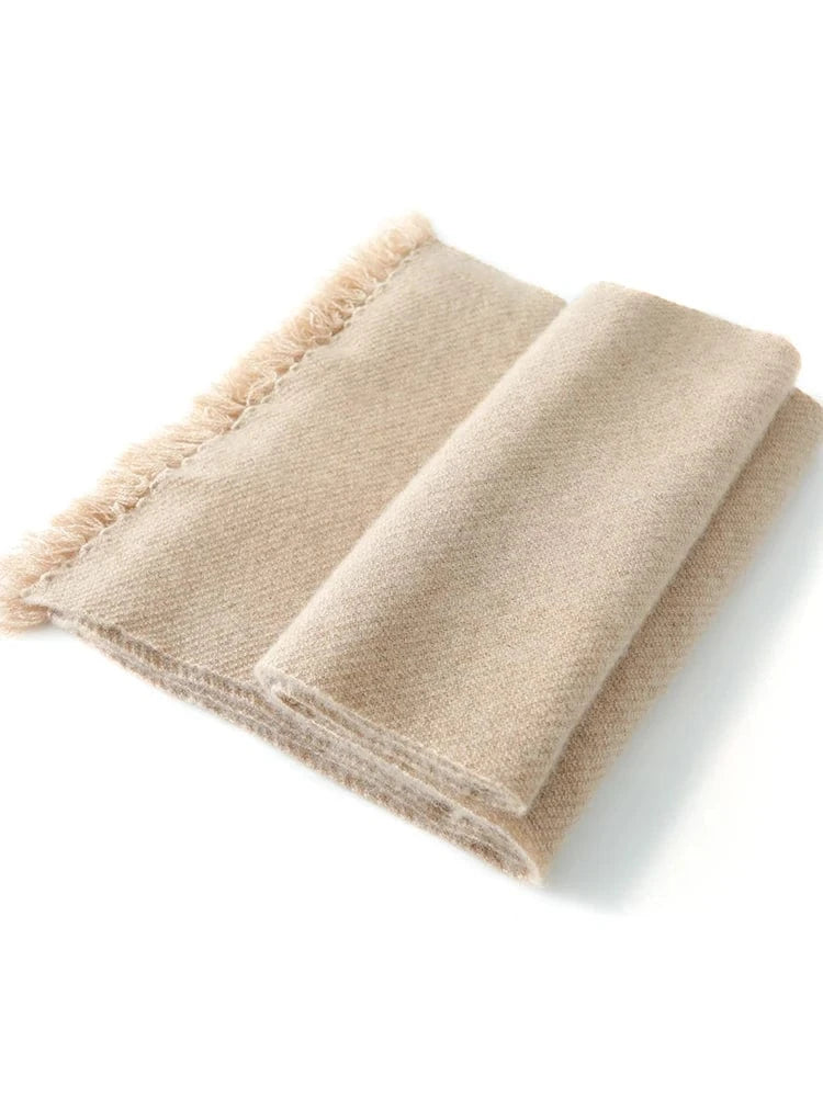 New Chic Women 100% Cashmere Scarf Autumn Winter Cashmere Knitted Tassel Long Shawls Row Style Basic Soft Warm Scarf Luxury Tops