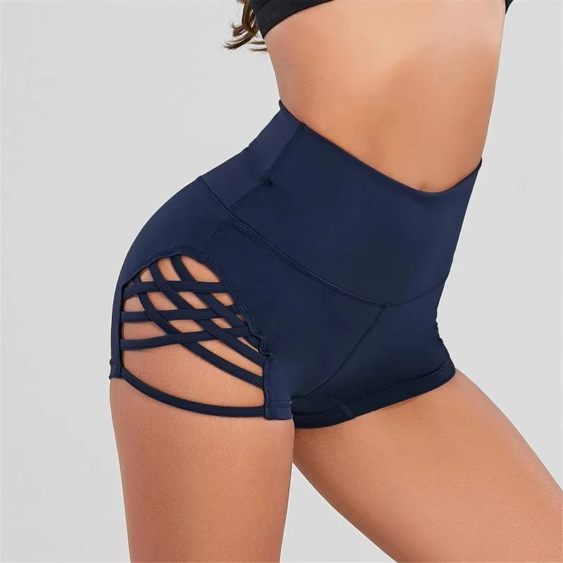 New In Shorts For Women Casual Summer High Waist Tight Yoga Shorts Large Hollow Sexy Fitness Shorts Plus Size Short For Girls