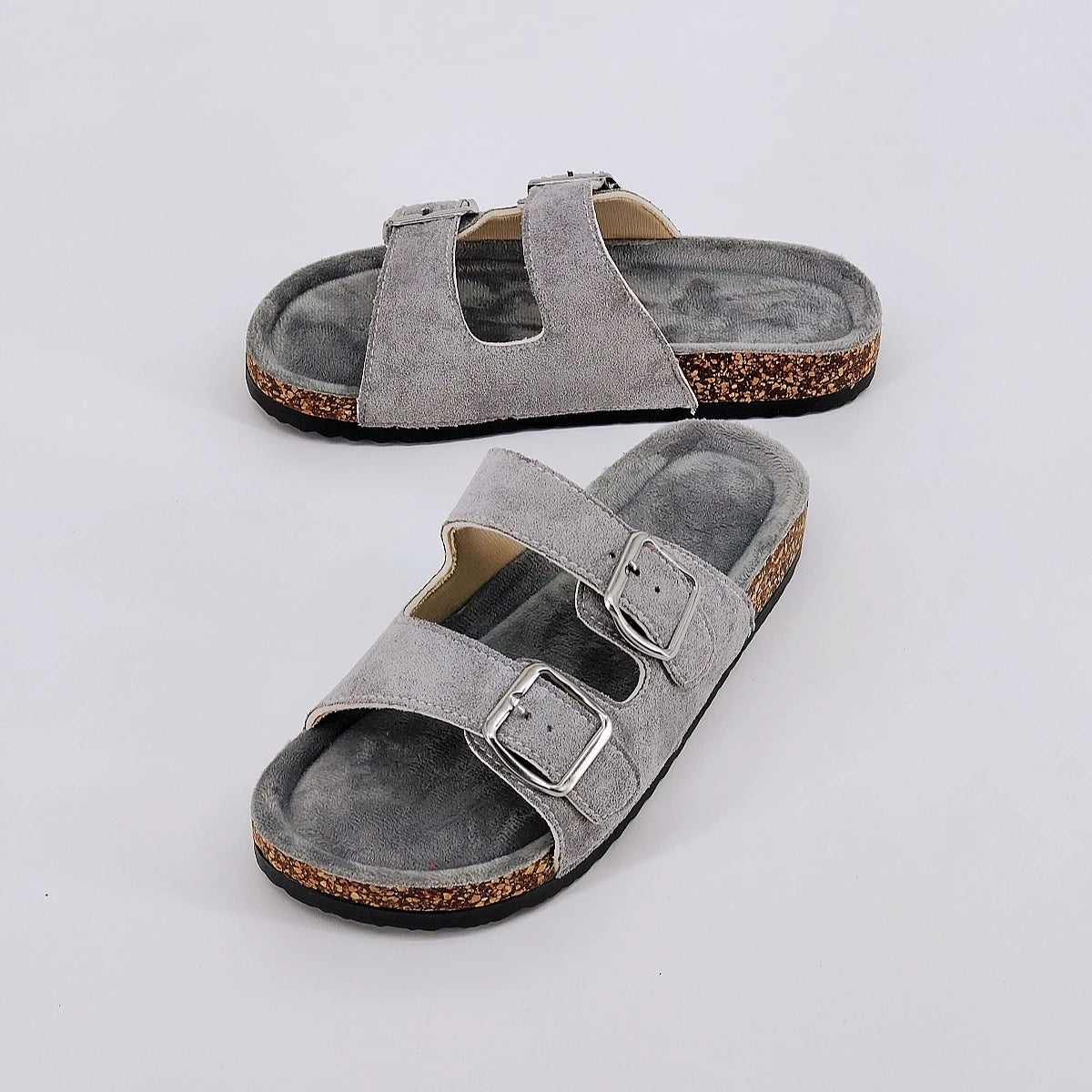 Trendy and Fashionable Buckle Flat Cork Slippers Holiday Style Summer Men's and Women's Beach Buckle Outdoor Casual Sandals