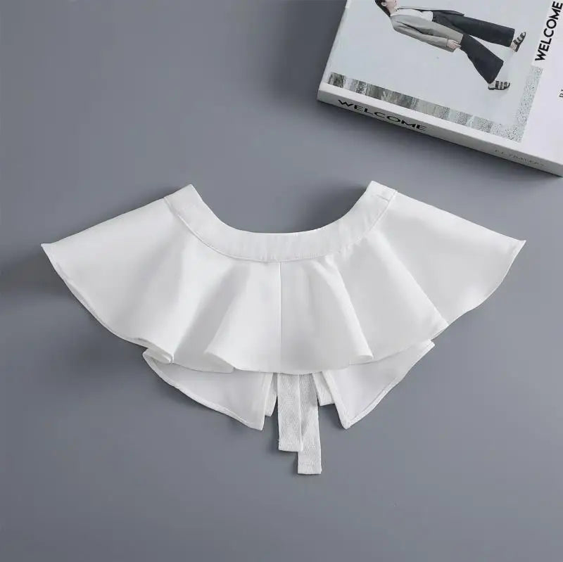 Removable Lace Doll Fake Collar Women Tie Ladies White Shawl Wrap Detachable Embroidered Lapel False Collar Clothes Accessory