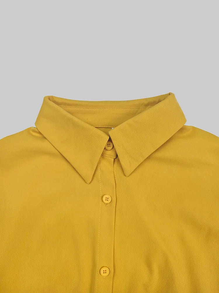 Beautyblue Elegant Women's Coats&Pants Yellow Pant Sets New Casual Buttoned Pleated Lapel Blazer Blouses Pockets Trousers Female