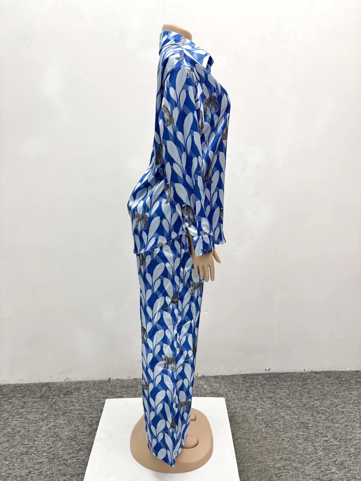 Pant Set Women Two Piece Sets Print Loose Casual Matching Sets Y2k Streetwear Shirt Tops Wide Leg Long Pants High Waist 2025