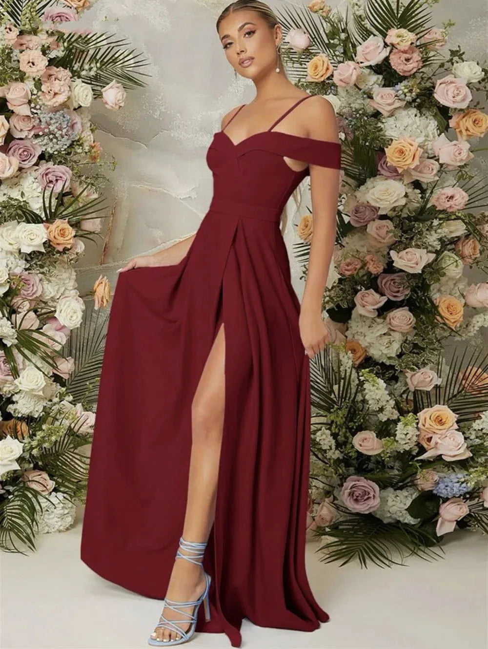 Off Shoulder Burnt Orange Evening Dresses Spaghetti-Straps Elegant A-Line Satin Floor Length плаття на випускний Customized