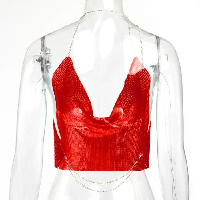 Tank Top Women Metal Sequin Camisole Party Nightclub Music Festival Sleeveless Sexy Vest for Female Streetwear 2025 Summer New