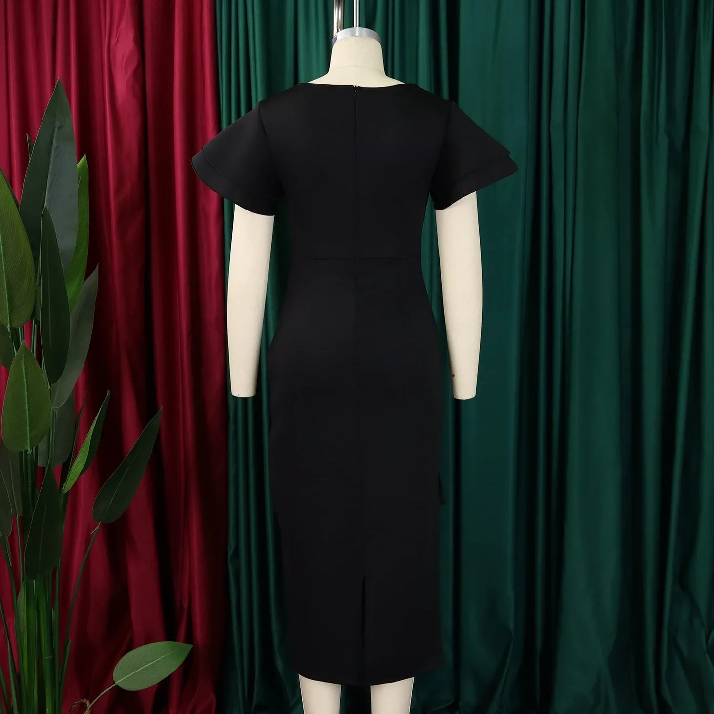 Elegant Pure Color African Style Wrap Dress D3310 New Fashionable Transoceanic Dress with Lace Trim Elegant African Dress