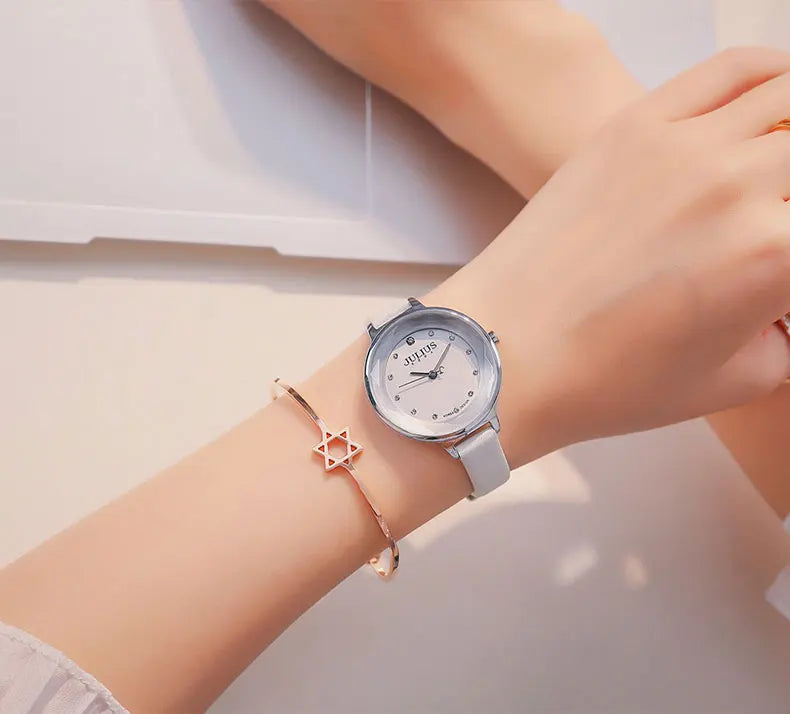 Thin Lady Women's Watch Fine Fashion Luxury Style Hours Dress Bracelet Leather Classic Girl Birthday Gift Julius No Box