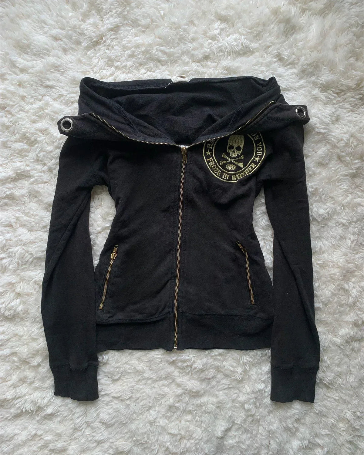 Oversized Fur Collar Gothic Hoodie