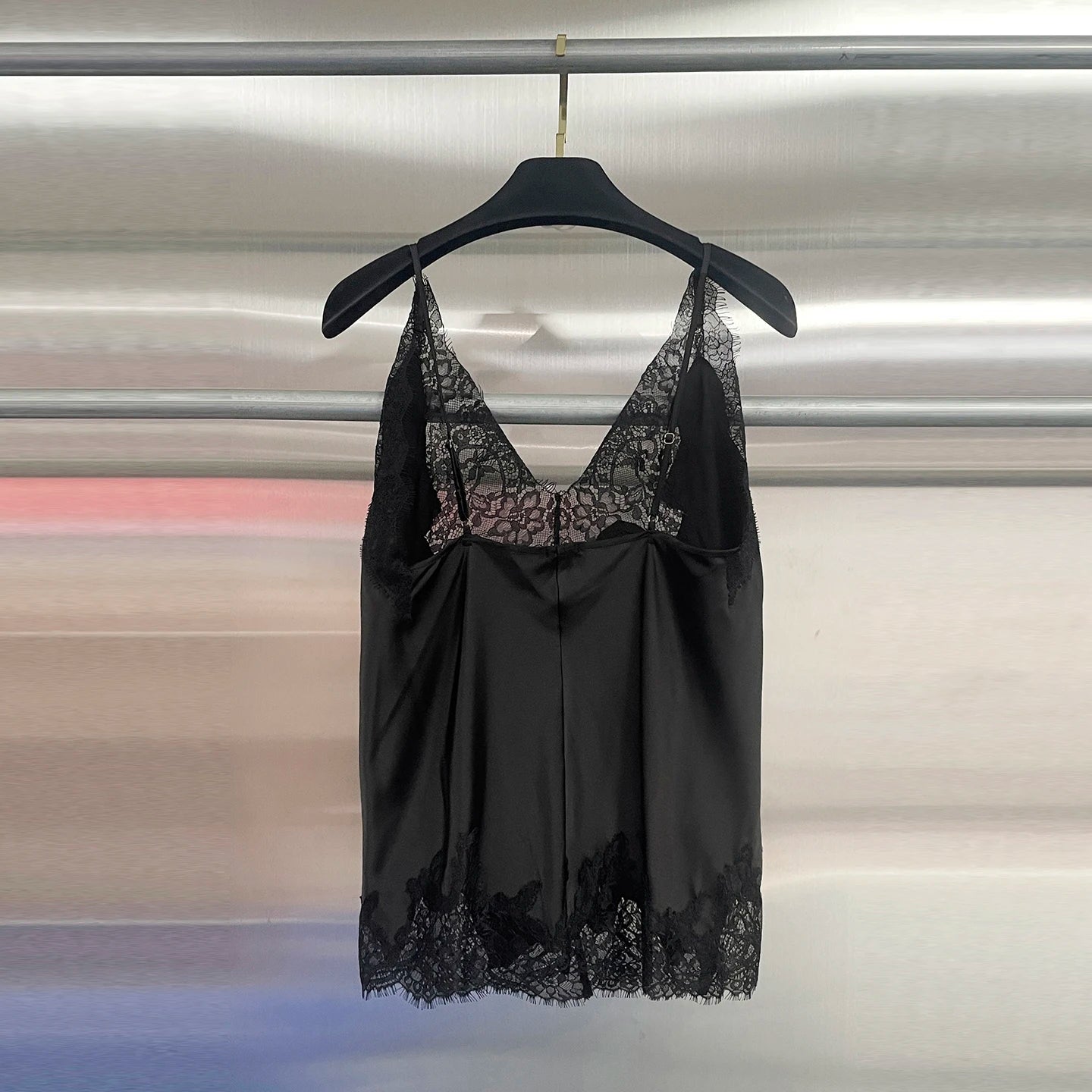 VGH Sexy Loose Patchowrk Lace Vest for Women V Neck Sleeveless Backless Temperament Home Style Tank Top Female Summer Clothing