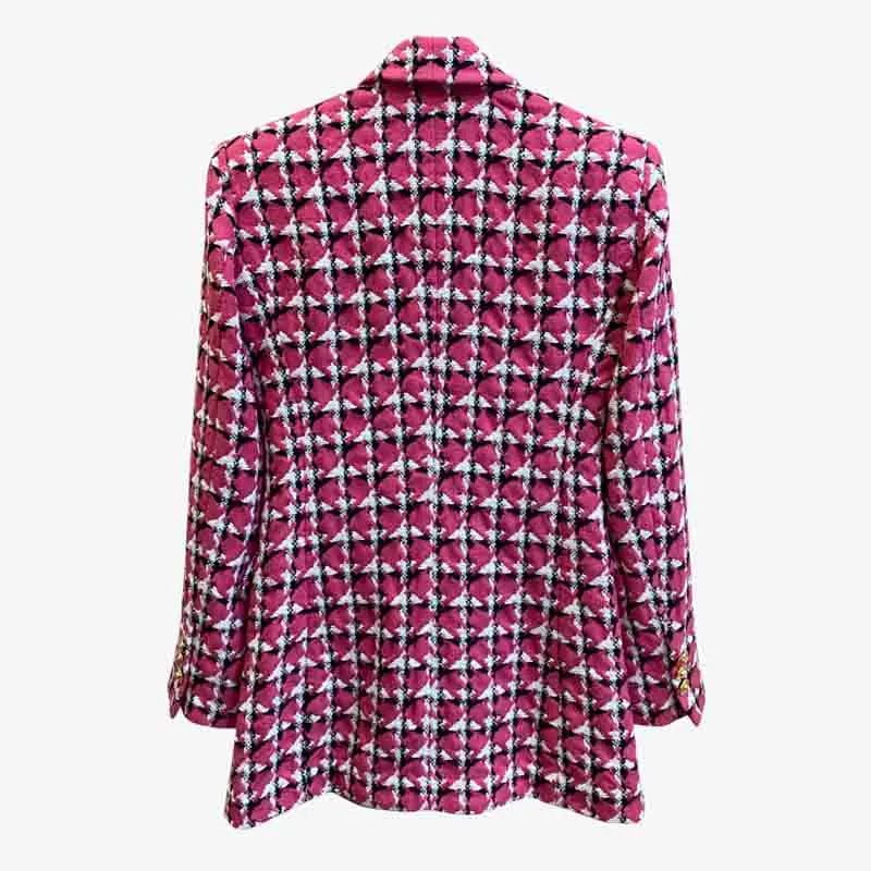 A4154 2024 New Arrivals Fuchsia Silk Scarf Decoration Plaid Wool Winter Jacket Women