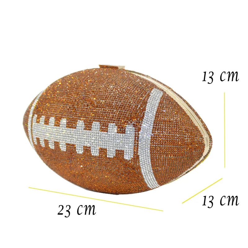 A4249 New Arrivals 2024 Women Diamonds Rugby Clutch Ball Bag Mini American Football Purse
