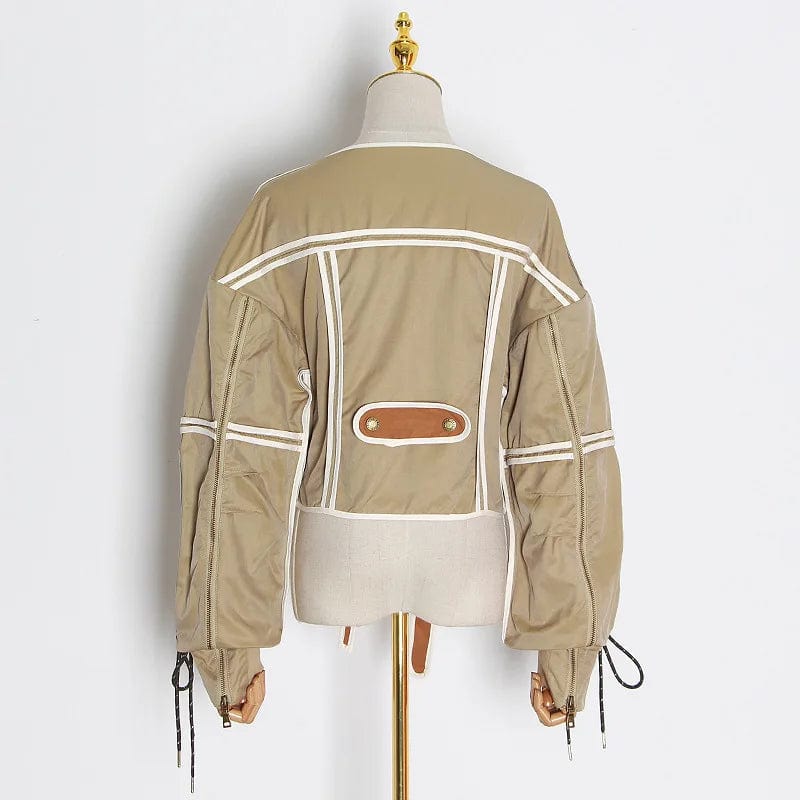 A4306 2024 Trendy Irregular Splicing Vintage Fall Jackets Women