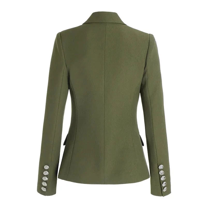A4754 2024 New Arrivals Army Green Double Breasted Spring Slim Plus Size Coat Ladies Suit