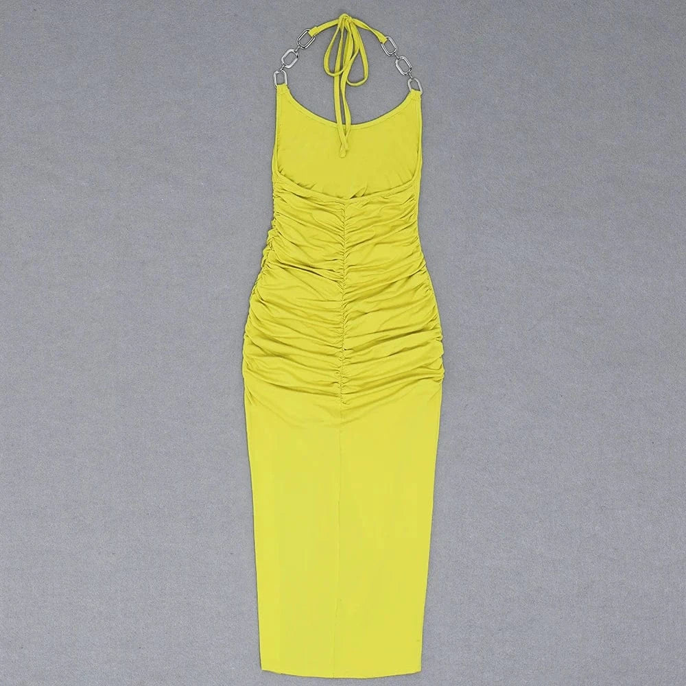 A5358  Fashion Purple Strapless Chain Cutout Loose Woman Spring Dresses 2024 Sexy